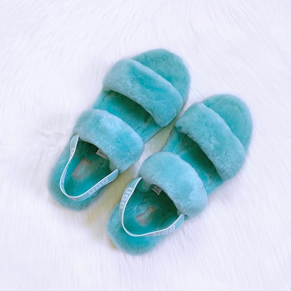 UGG Oh Yeah Sheepskin Slide Sandal Slippers In Tide Pool - Picture 4 of 7